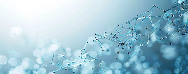 Poster - A blue and white image of a network of lines and dots. Concept of complexity and interconnectedness