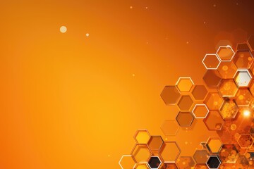 Vector illustration of a promotional border with hexagons on an orange background