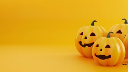 Wall Mural - happy Halloween concept with yellow background.