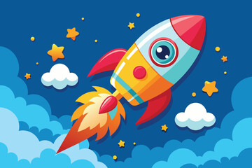 Wall Mural - Cartoon Rocket Ship Vector Illustration