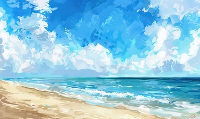 beach illustration wallpaper with very good perspective and amazing light and contrast