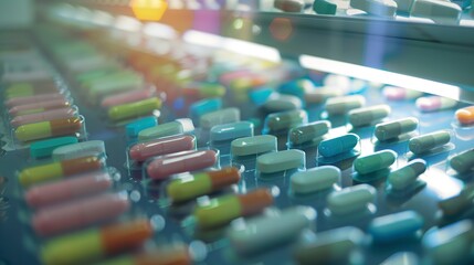 Poster - Close-up on digital pill counter in pharmacy, precise focus, clinical bright light 