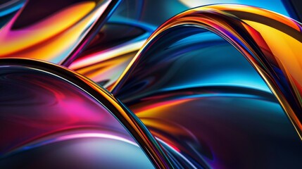 Poster - Digital art showcases sleek curves in vibrant abstraction