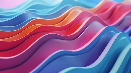 Wall Mural - Digital canvas painted with vibrant blue and pink waves