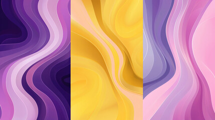 Wall Mural - Deep purple, bright yellow, and soft pink highlighted in abstract vector illustrations,