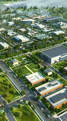 Poster - Aerial View of Sprawling Biotechnology Research Park with Multiple Facilities