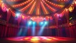 © Pro Hi-Res - Vibrant circus stage with colorful lighting and drapes in the evening.