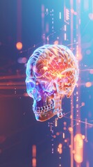 Poster - Illustration of Brain Scans and Medical Data Indicating CTE Diagnosis on Abstract Background