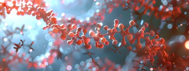 Poster - Biotech Innovations Captivating Glowing Molecular Structures Representing Future Advancements in