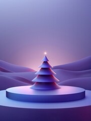 Poster - Mystical Christmas Spirit Captured in Abstract Tree Design with Gradient Purple and Blue Background