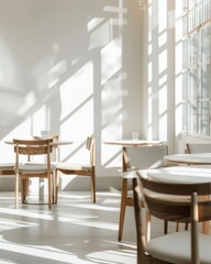 Aufkleber - National Startup Day: Modern Minimalist Co-working Space Bathed in Sunlight, Inspiring Creative Work Environments