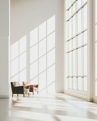 Aufkleber - National Startup Day Celebration: Sleek, Modern Co-working Space with Minimalist Furniture and Abundant Natural Light