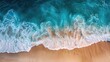 © Achmad Khoeron - Spectacular top view from drone photo of beautiful beach with relaxing sunlight, sea water waves pounding the sand at the shore. Calmness and refreshing beach scenery