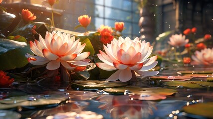 Sticker - pink water lily