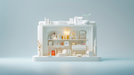 Poster - detailed 3d isometric layout for product display with a text input area