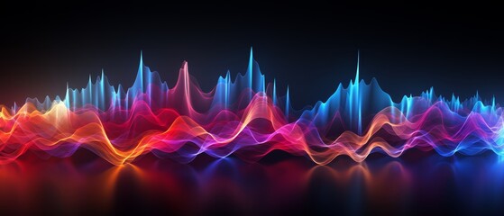 Wall Mural - Sound wave patterns in colorful graphic presentation, tech background,