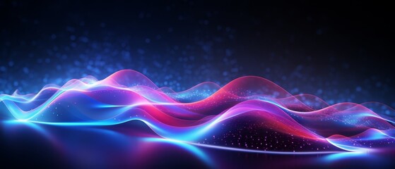 Wall Mural - Digital abstract background with flowing data streams and light effects,