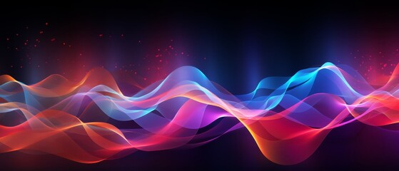 Wall Mural - Sound wave patterns in graphic presentation, vibrant tech background,