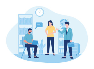 Wall Mural - partners work together concept flat illustration