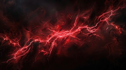 Wall Mural - red lightning on black background	
