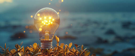 Poster - Bright idea for business growth concept, business strategy marketing plan idea. light bulb. Generative AI.
