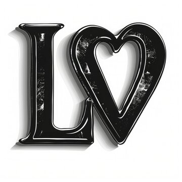 Love logo black design letter symbol heart illustration picture AI generated 