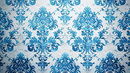 Wall Mural - vintage wallpaper with blue floral pattern