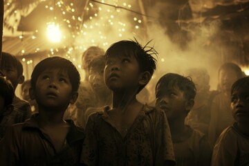 view of unknowns hindu people attending a religious ceremony at the pashupatinath temple in the morn