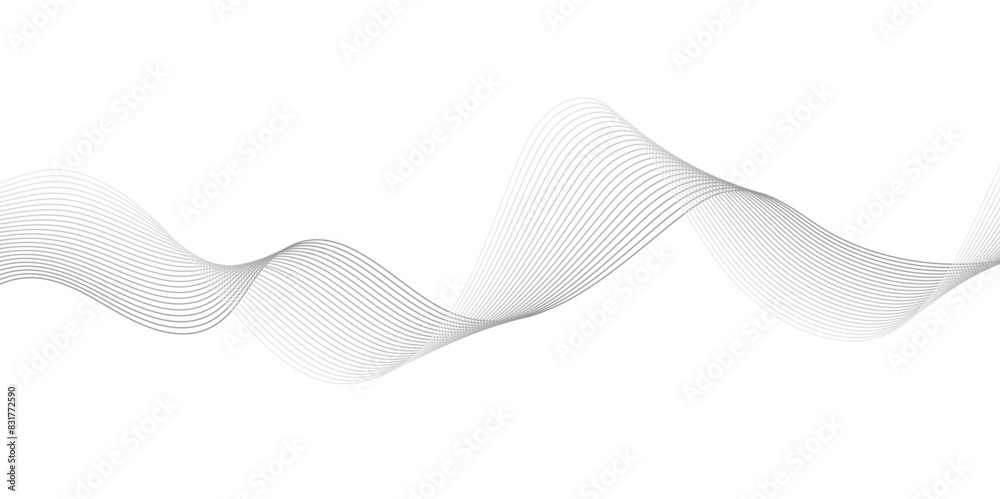 Abstract modern stream background. Gray wavy line on white background ...