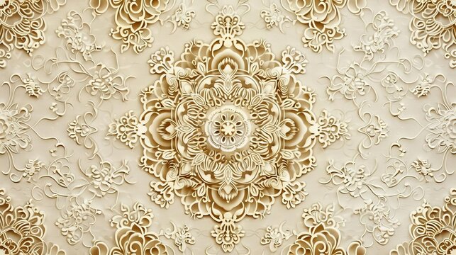 Elegant lace pattern in gold and cream