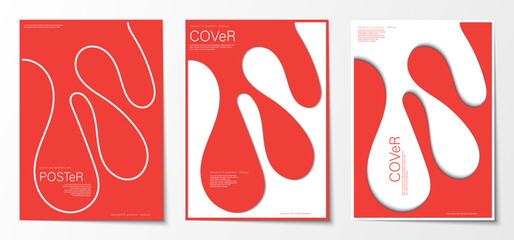 Fototapete - Cover geometric abstract minimal graphic design Red and White background. Design for posters, brochures, magazines, flyers, and portfolios. Vector illustration