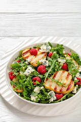 Canvas Print - grilled pear salad with cheese, arugula, berries