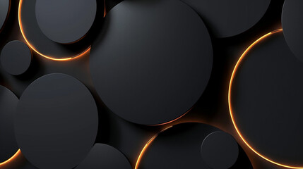 Onyx circles illuminated by neon for cutting-edge visuals,