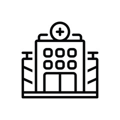 Black line icon for clinic 