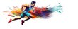 © tetxu - painted abstract color illustration of running man on white background