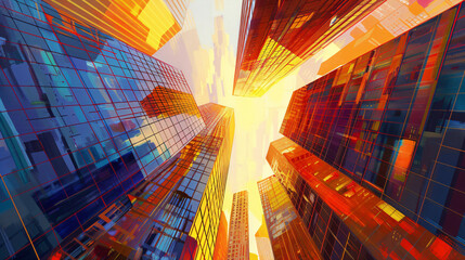 Poster - Cityscape with Tall Buildings for Architecture and Urban with copy space text for architecture and urban websites