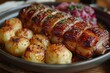 © Nico - Schweinshaxe - Roasted pork knuckle with crackling skin, served with dumplings and sauerkraut.