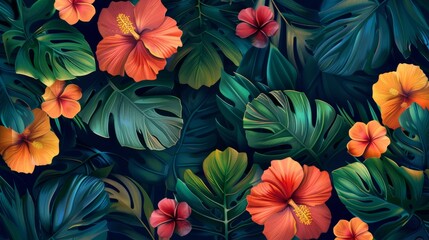 Sticker - Tropical Floral Pattern 