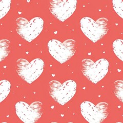 Wall Mural - heart icon pattern, pink background and white hearts 
