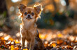 © Анна Терелюк - Chihuahua dog sitting on the leaves in autumn
