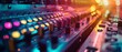 © Pornarun - Automated precision manufacturing close up, focus on, copy space, vibrant colors, Double exposure silhouette with control panels