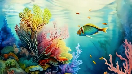 Wall Mural - Sea background with tropical fish and coral reefs