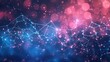 © Sana - Abstract data constellations forming a celestial map against a pink and blue neon night sky, guided by bokeh light stars