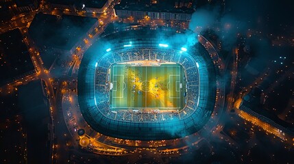 Canvas Print - Aerial View of a Soccer Stadium