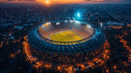 Canvas Print - Aerial View of a Soccer Stadium