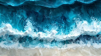 Wall Mural - An abstract seascape where azure blues and foamy whites collide, capturing the essence of ocean waves