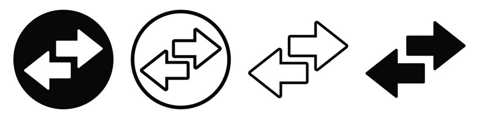 Poster - Data transfer arrow icon. set of left right arrows simple outline symbol. vector illustration on transparent background.