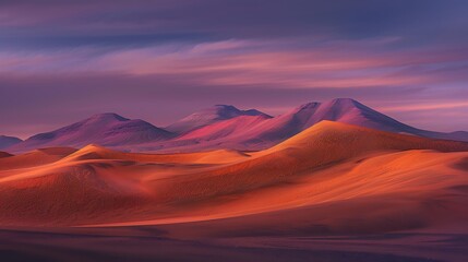 An otherworldly desert landscape, where rust-colored dunes meet an indigo sky in abstract harmony