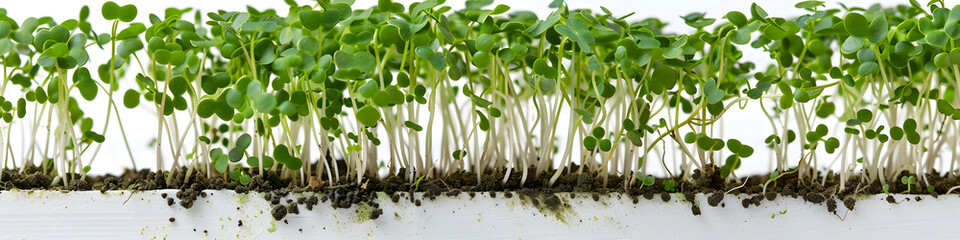 Young green sprouts, Microgreens isolated on white background