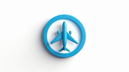 Canvas Print - Blue airplane symbol on white background Aircraft symbol Airways indicator